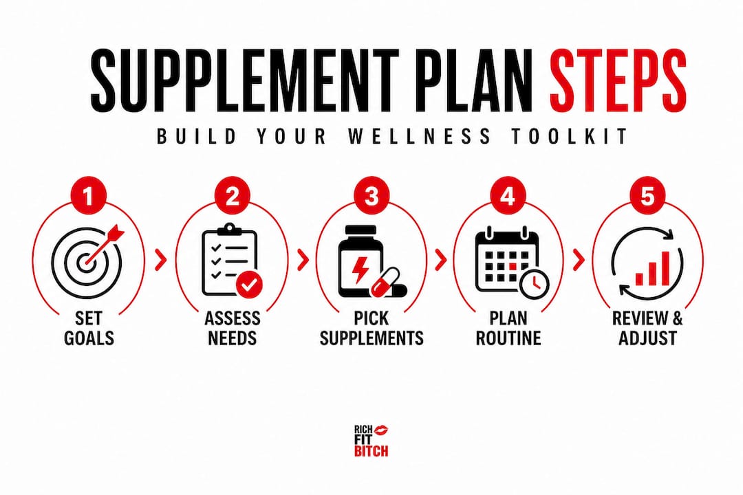 Infographic on steps to build supplement plan