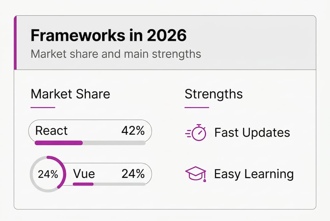 Infographic comparing web frameworks and strengths