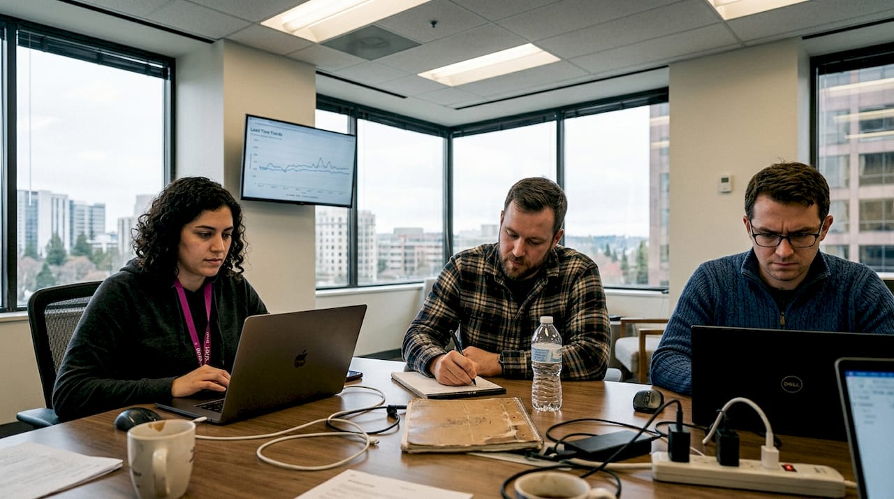 Team analyzing web performance metrics