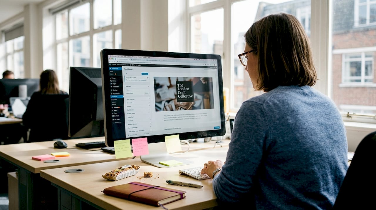 Business owner checking custom WordPress website