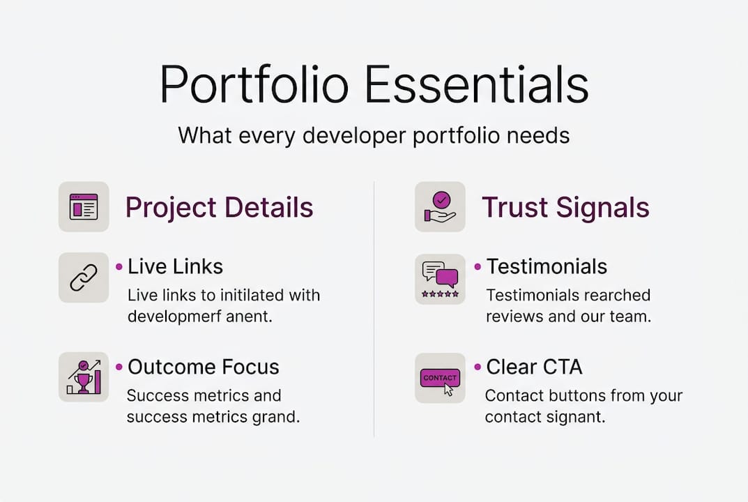 Infographic showing developer portfolio essentials
