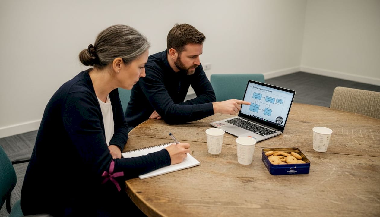 Developer and small business owner during meeting