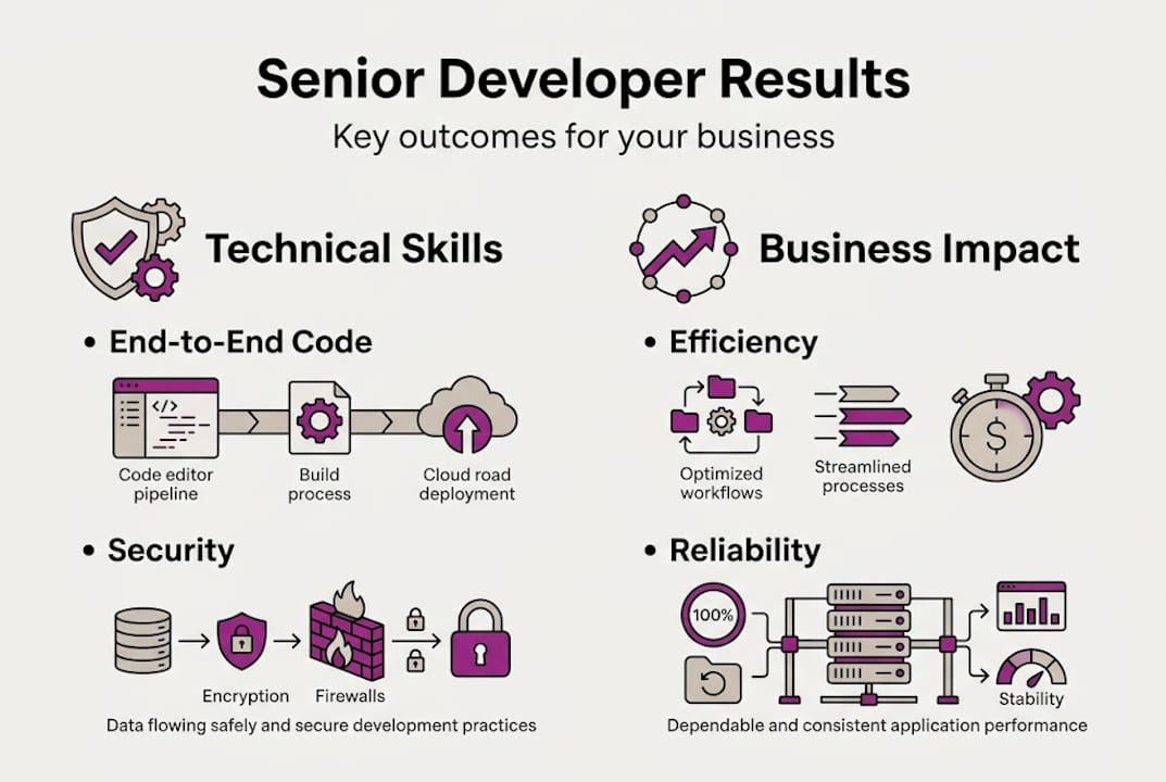 Infographic on senior developer results and skills