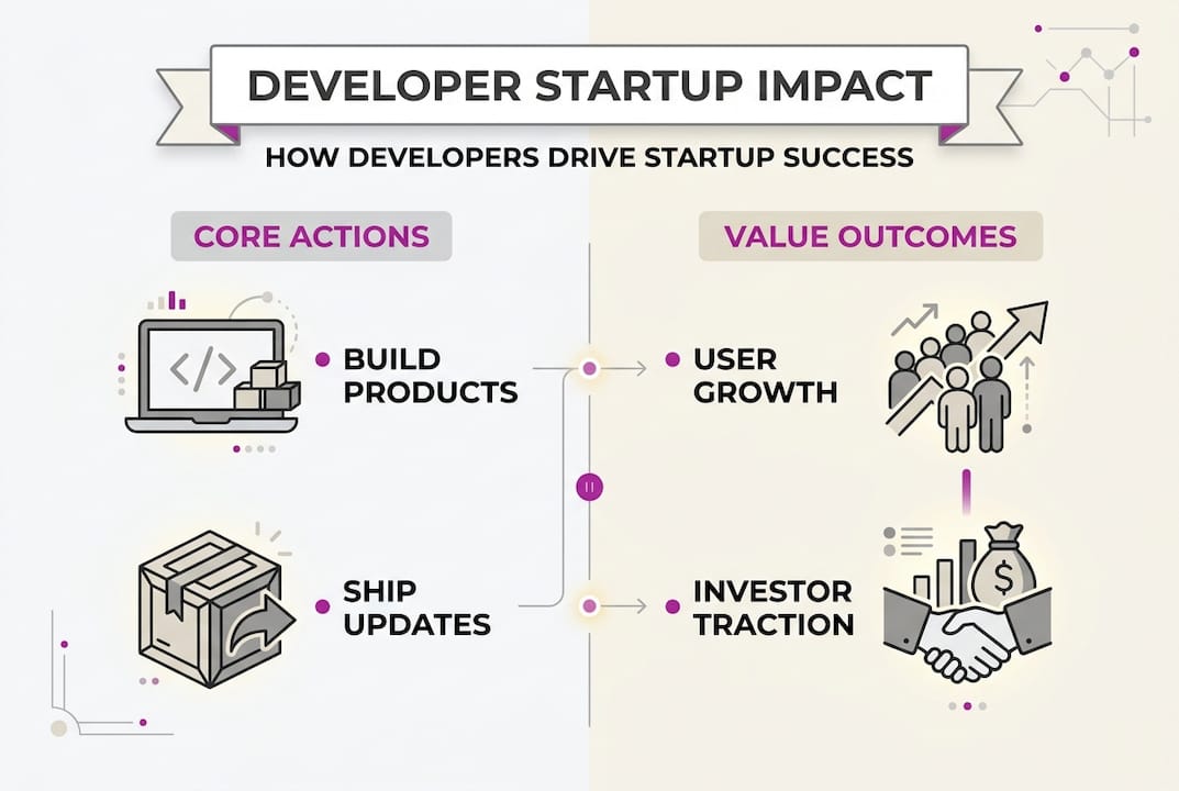 Infographic showing developer impact in startups