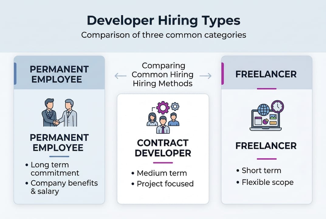 Infographic comparing developer hiring categories
