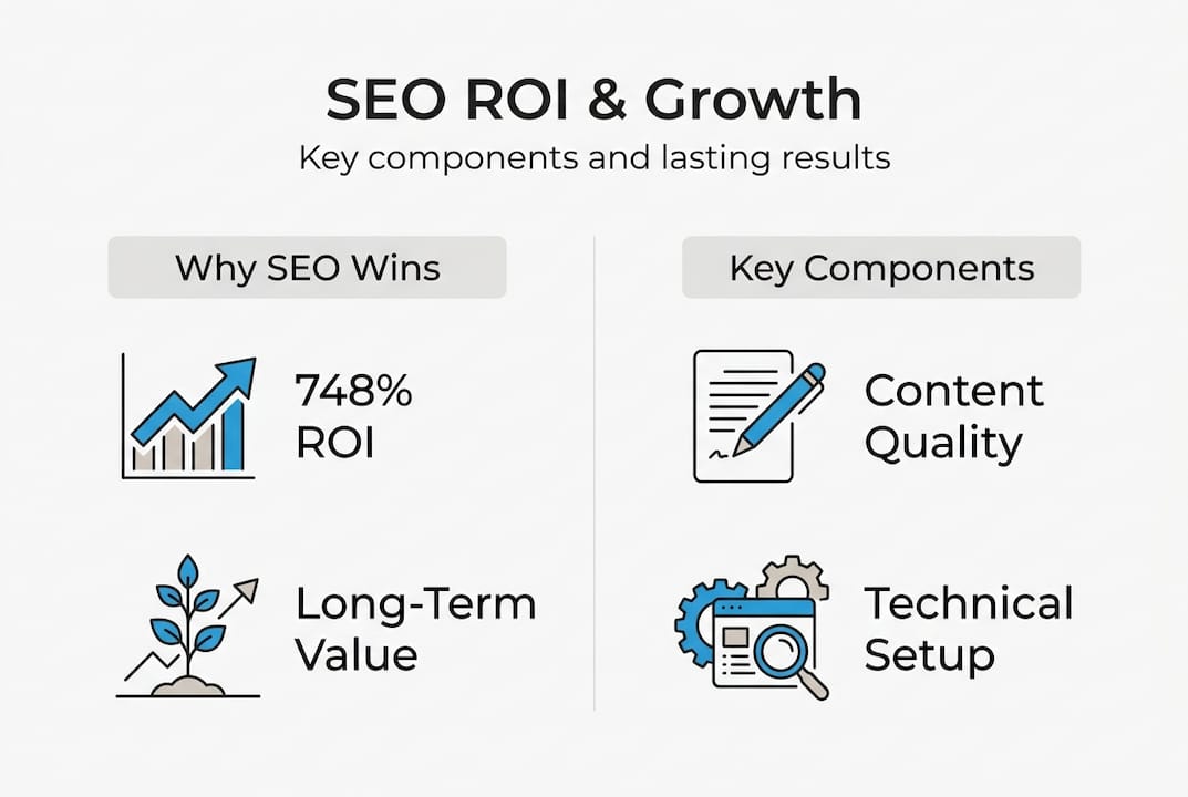infographic summarizing seo roi and main ingredients