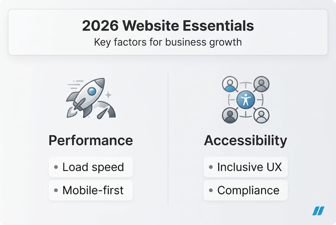 infographic showing website development essentials