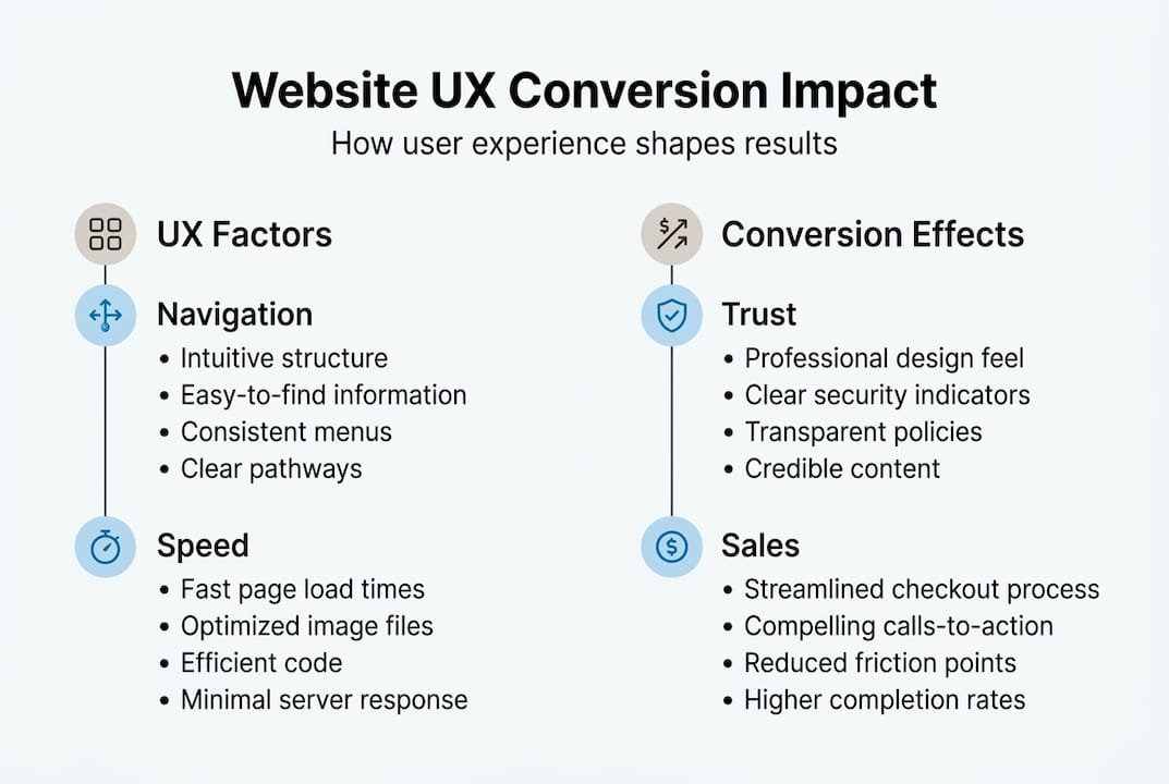 how user experience drives website conversions in 2026 3 infographic on website ux and conversions