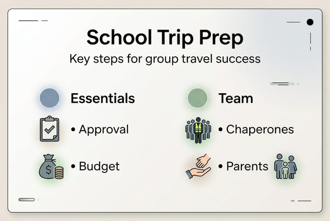 infographic of school group trip planning essentials