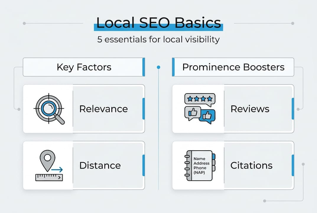 what is local seo? boost your local visibility now 4 infographic of basic local seo strategy
