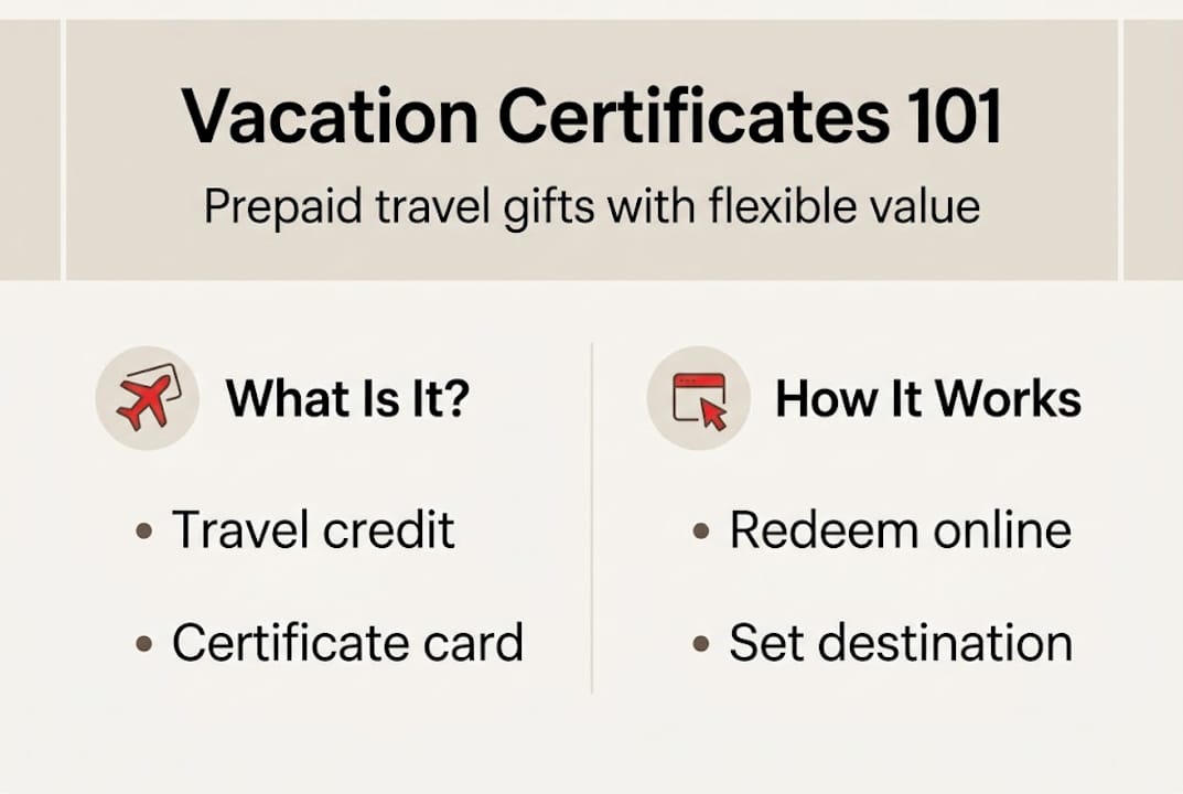 vacation package certificates: gifts that deliver real roi 3 infographic explains key features of vacation certificates