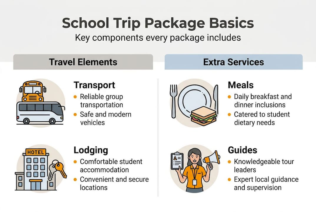 infographic of school trip package key components