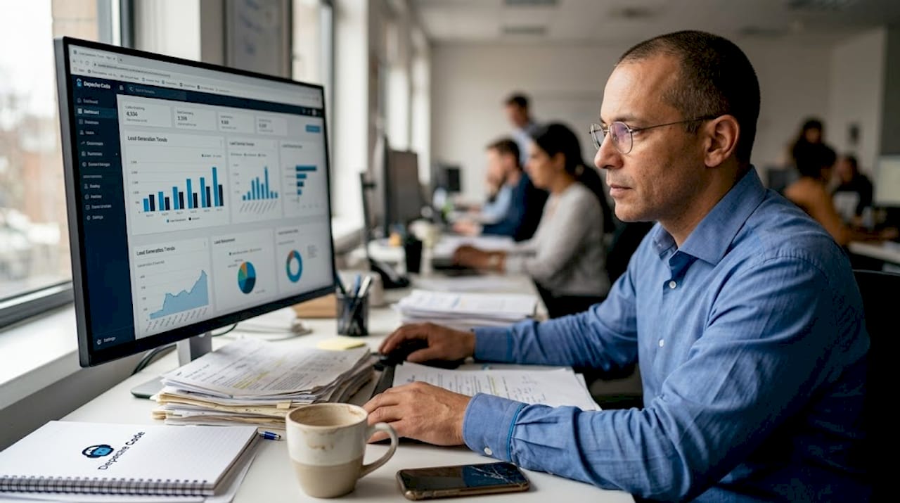 manager studying online business dashboard