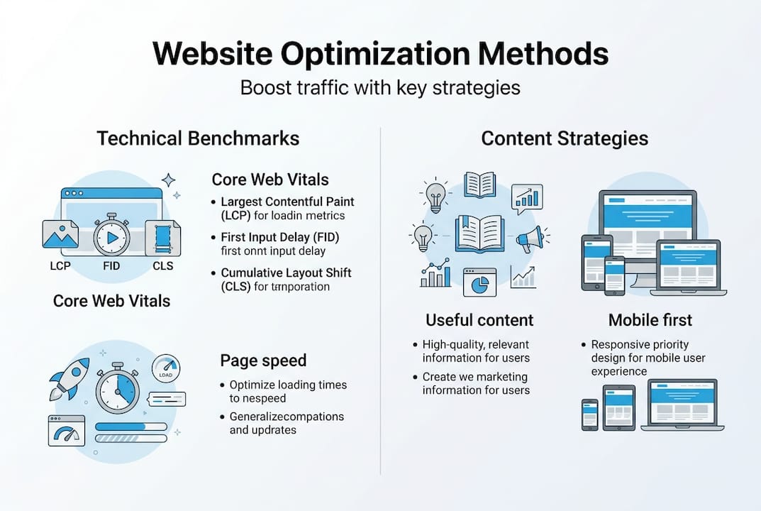 infographic showing top website optimization methods