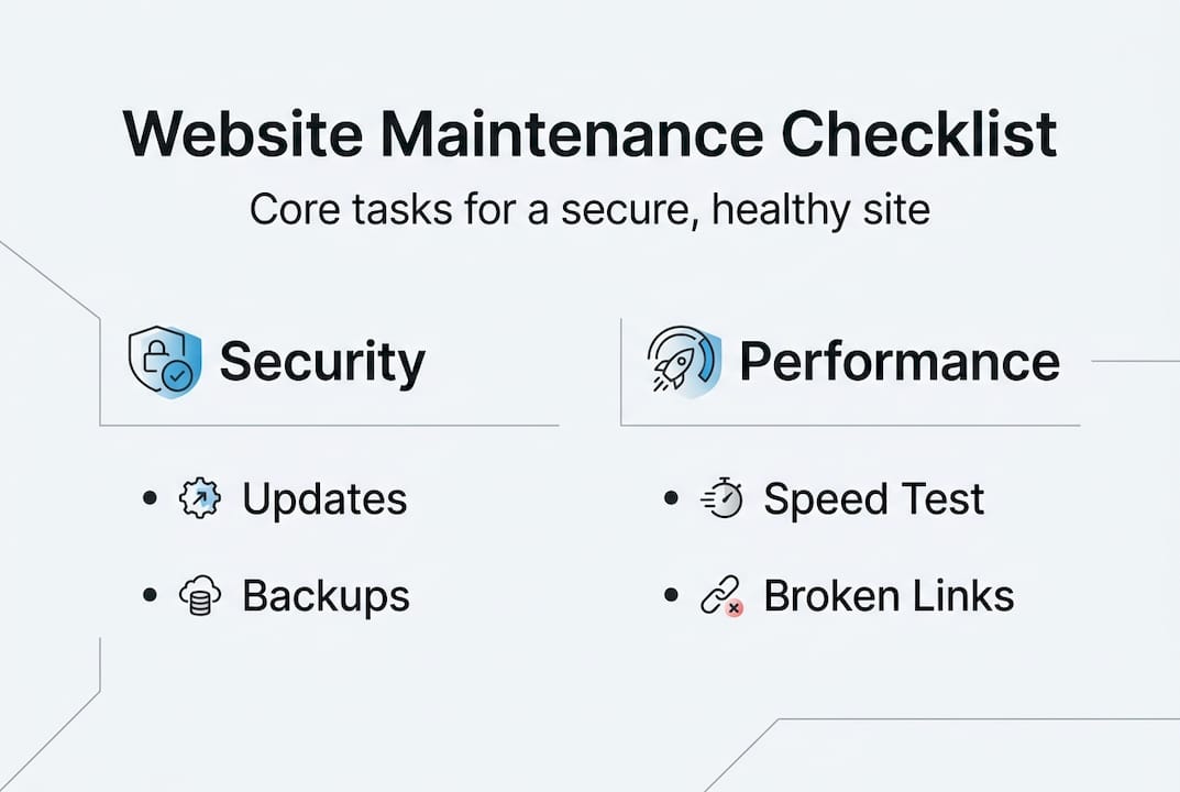 infographic of key website maintenance tasks