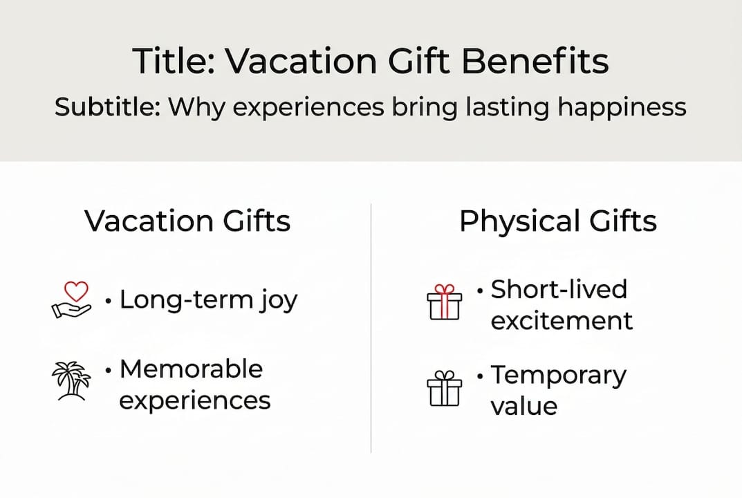why gift a vacation: 5 benefits for lasting happiness 5 infographic vacation versus physical gift benefits
