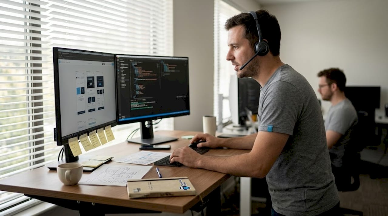 developer building new website interface