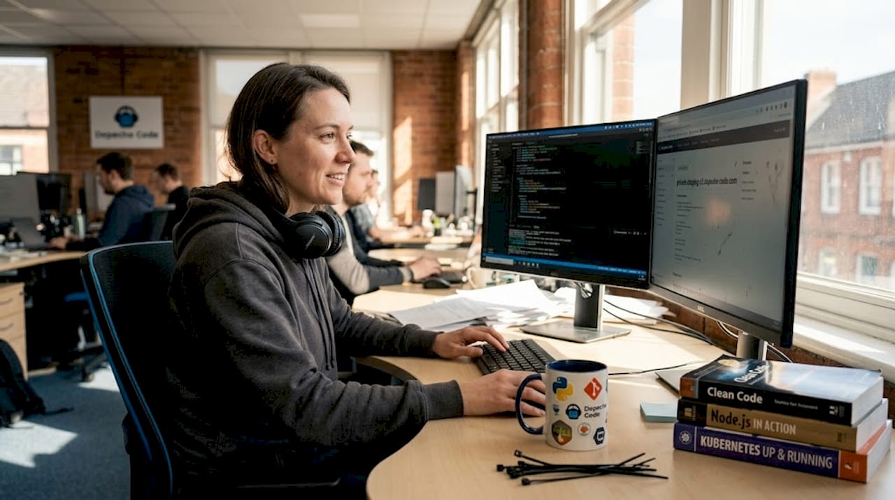 developer preparing site in staging workspace