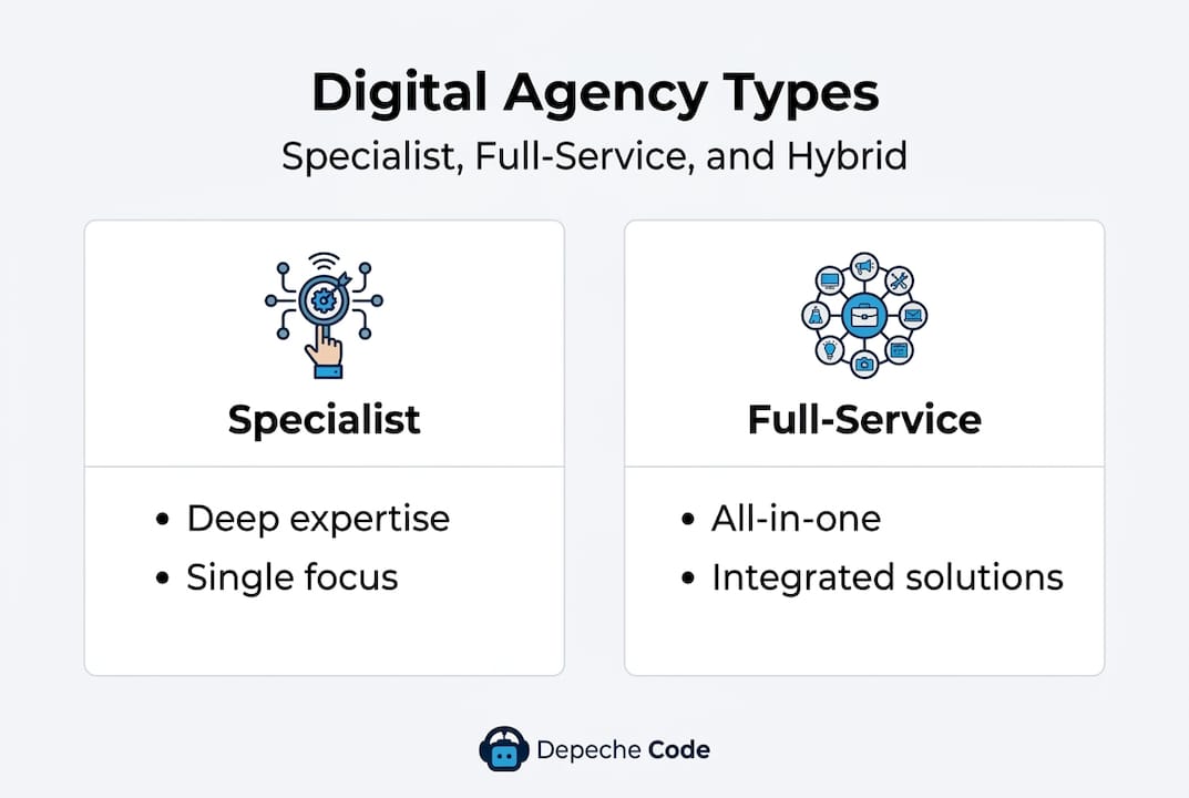 infographic comparing types of digital agencies