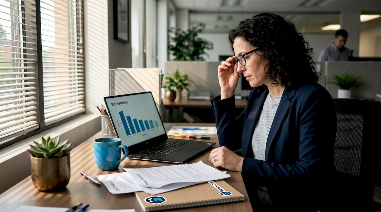 product manager reviewing app analytics