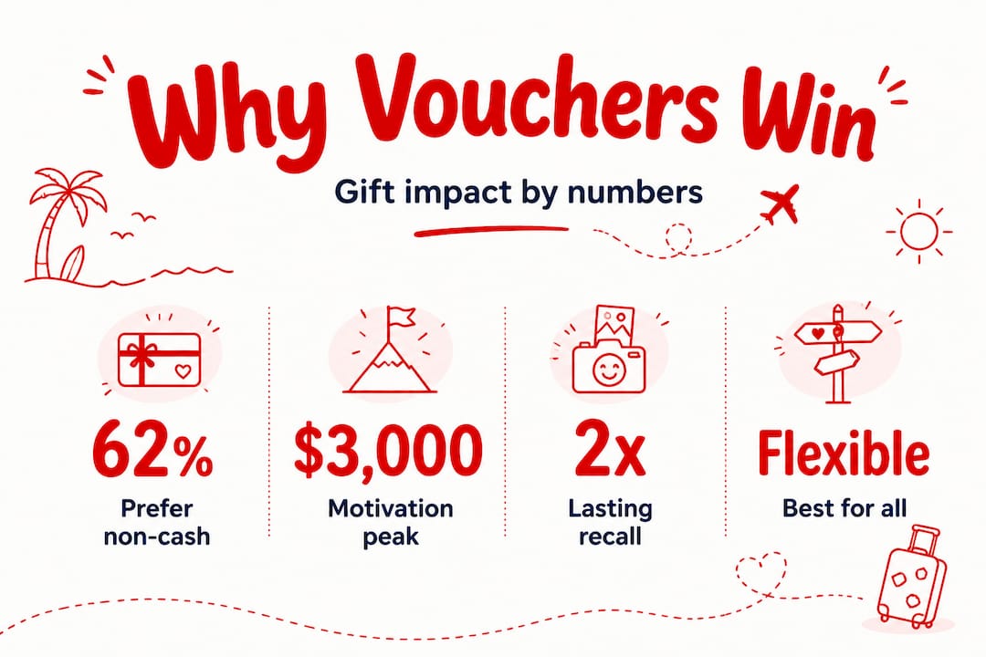 why travel vouchers make the perfect gift: real benefits 4 infographic showing stats for travel voucher gifts