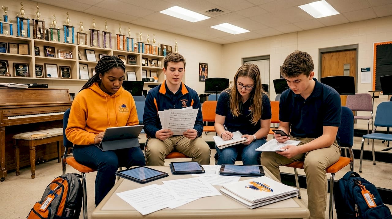 students preparing for honor tour auditions