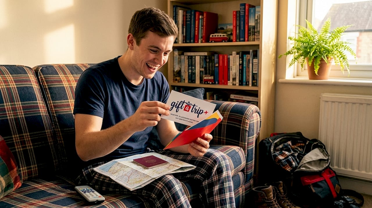 tax-inclusive travel gifts: a seamless gifting guide 3 man discovers gift travel voucher at home