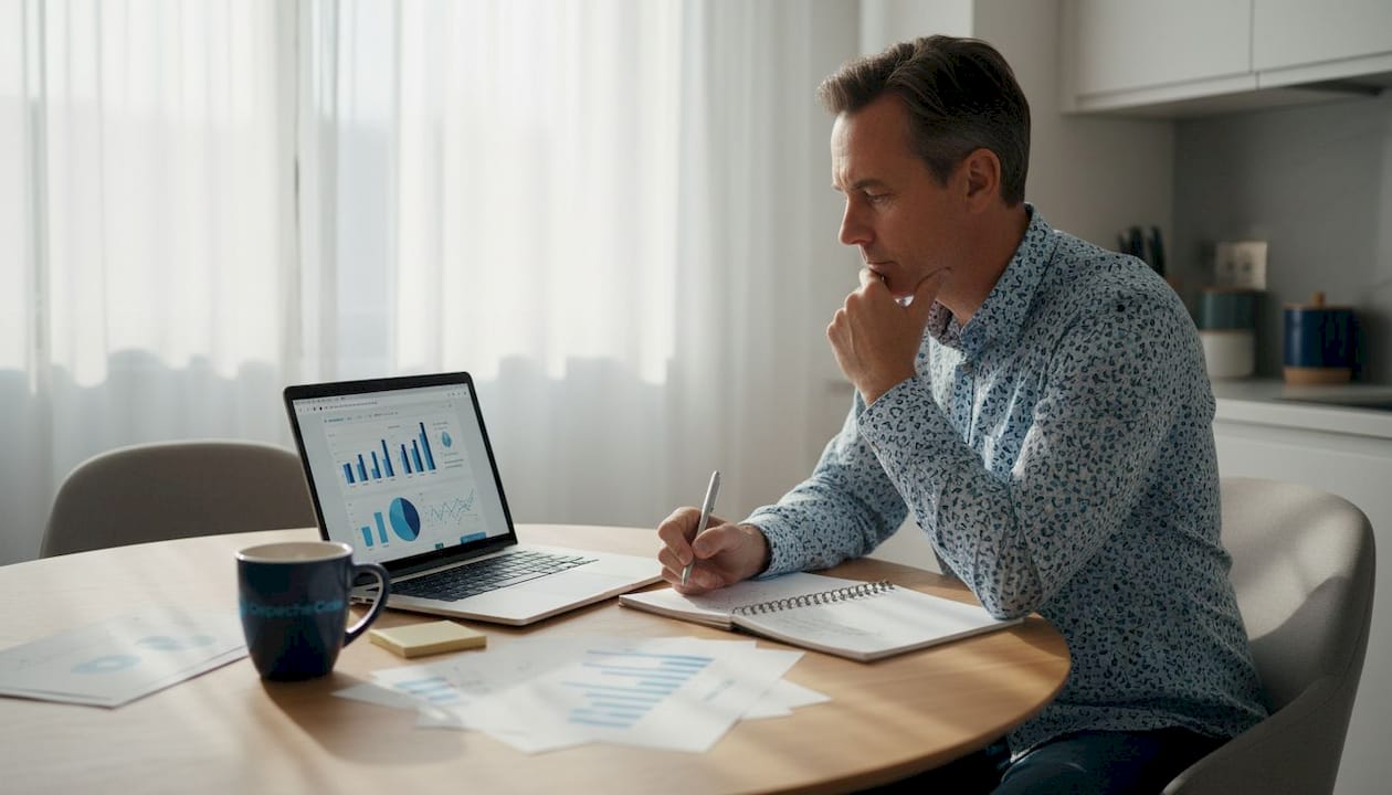 man reviewing website analytics for small business seo