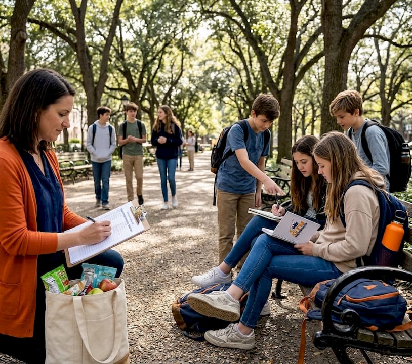 students exploring during educational field trip