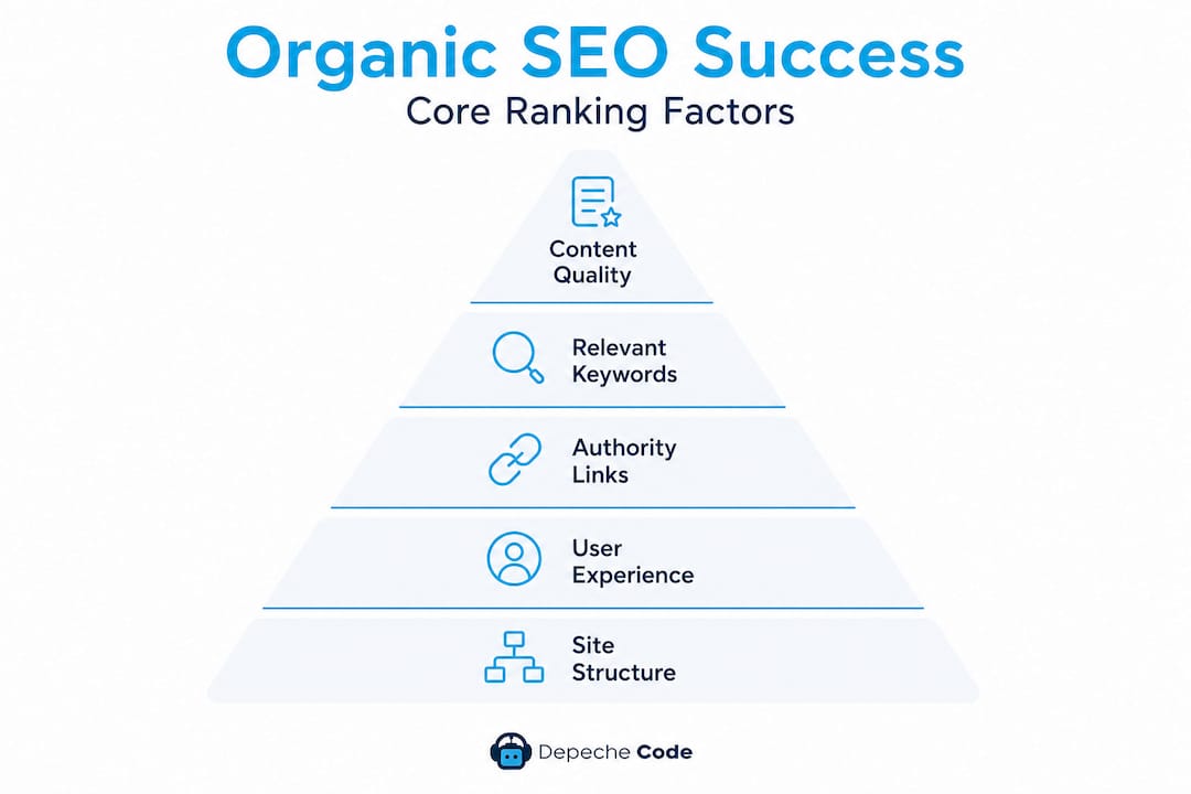 hierarchy infographic of organic seo ranking factors