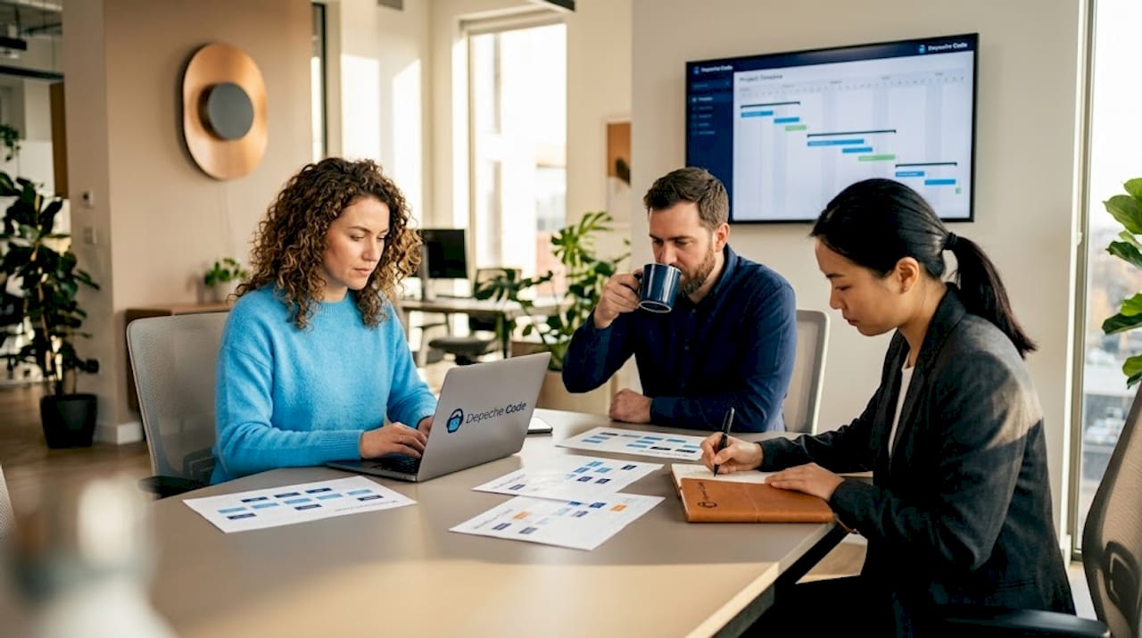 marketing team working on digital workflow