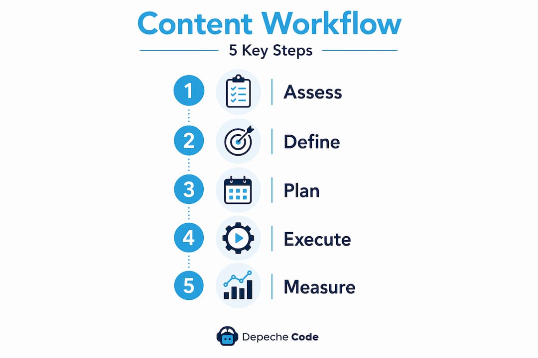 infographic of five key content workflow steps