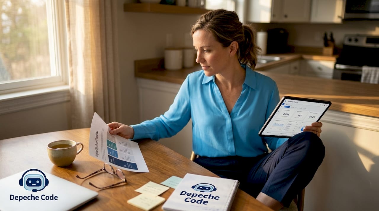 business owner reviewing digital agency partner list