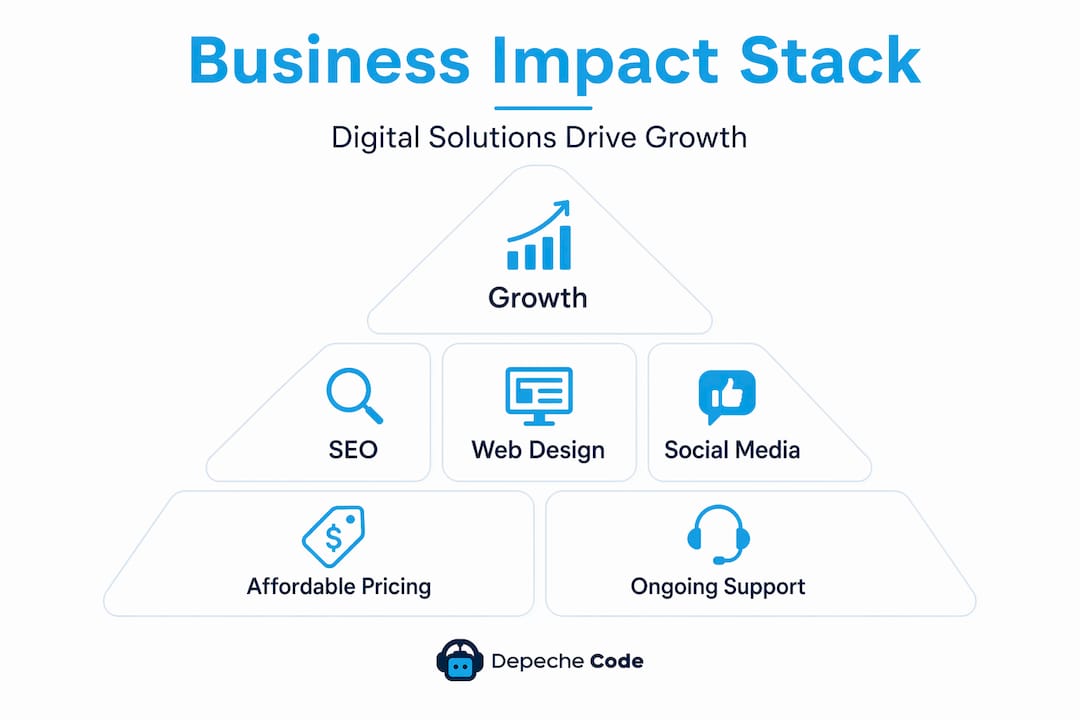 infographic illustrating hierarchy of digital solutions for business growth