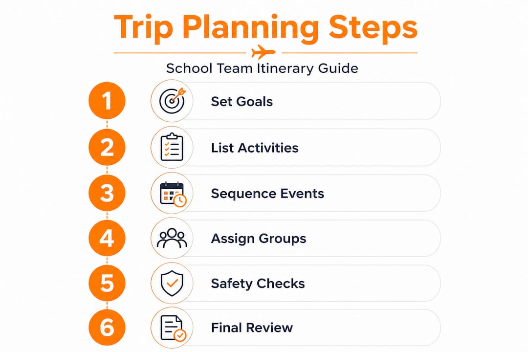 infographic with numbered steps for trip planning