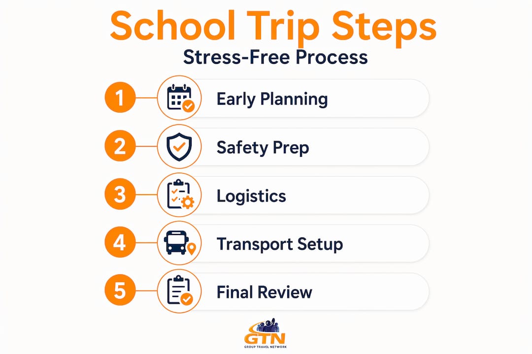 infographic showing school trip step-by-step