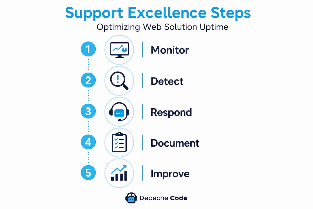 infographic illustrates steps for quality technical support