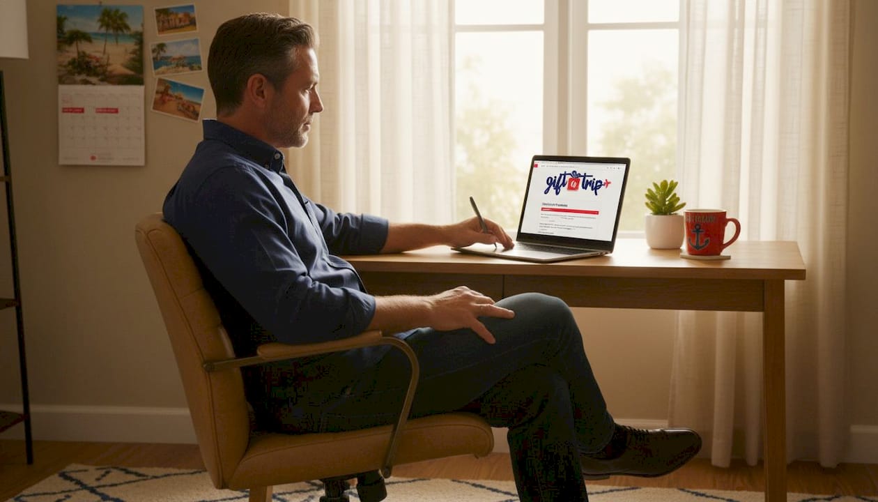 travel reward ideas: unique gifts for every occasion 3 man reviewing hotel loyalty points at cubicle