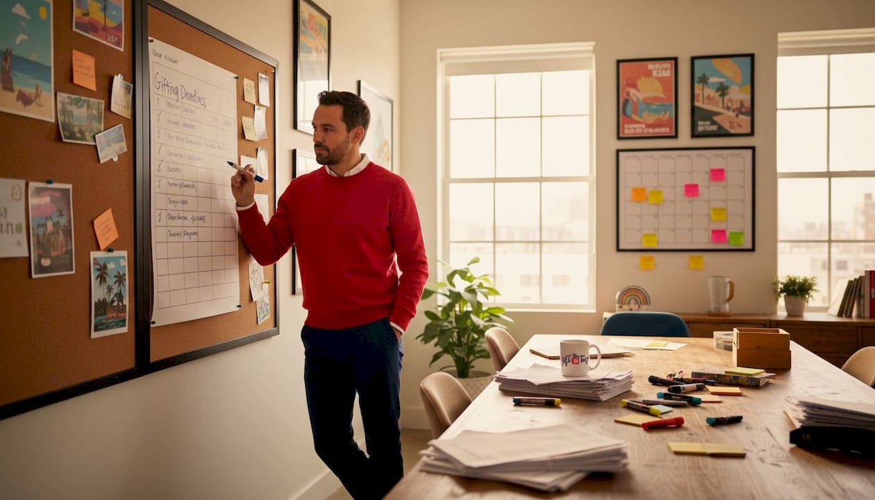 how to organize travel gifts for clients in 2026 3 coordinator updating gifting logistics checklist in meeting room