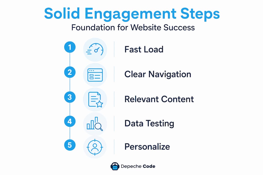 infographic showing five steps to increase website engagement