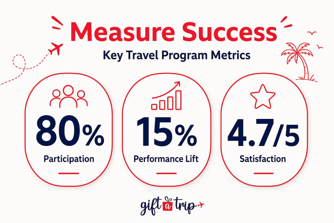 how to launch a travel gift program in 2026 4 infographic showing key travel program outcome metrics