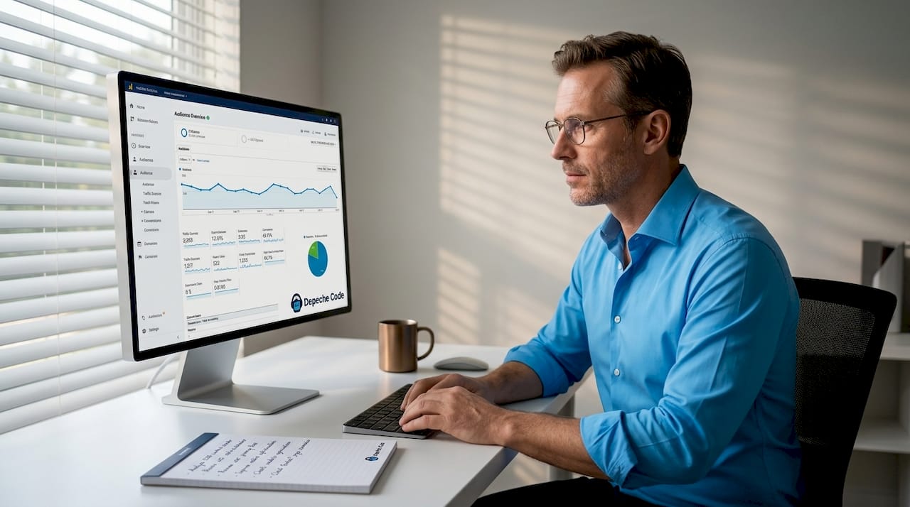 manager reviewing content analytics at desk