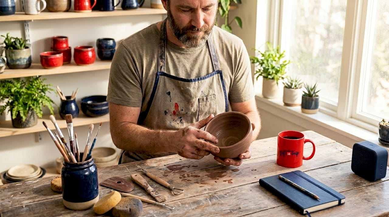 what is value-based gifting and why it matters 3 potter checking finished bowl in studio