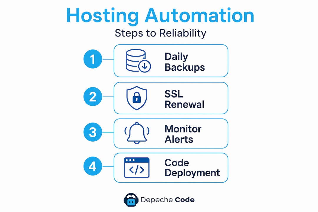 how to manage website hosting for business success 4 website hosting automation steps infographic