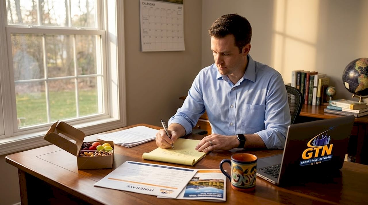 educator building daily tour itinerary at home
