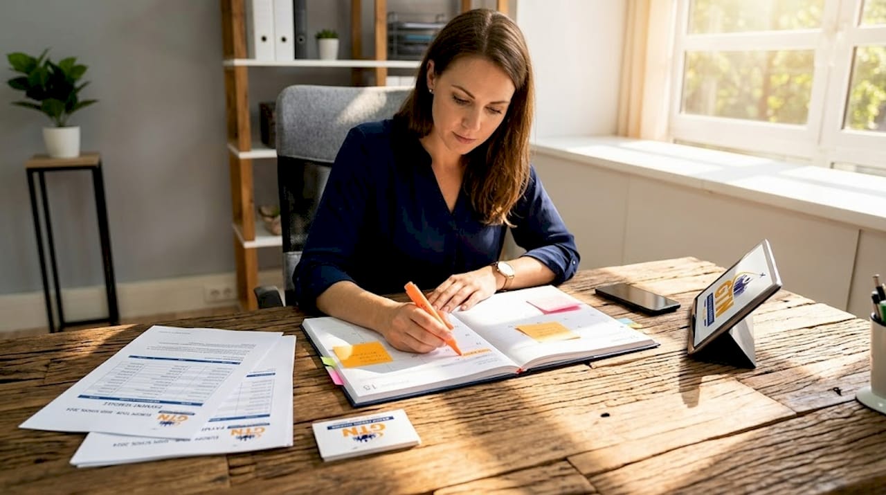 woman setting payment deadlines in home office