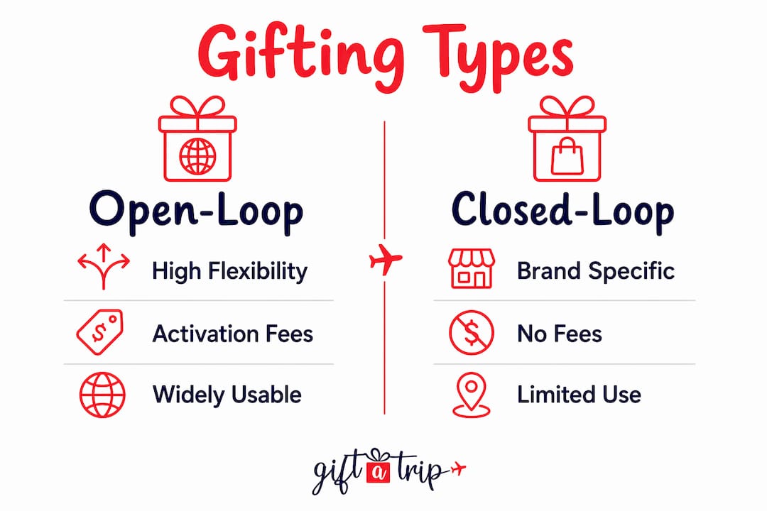 explaining flexible gifting solutions for every occasion 4 infographic comparing open-loop and closed-loop gift cards