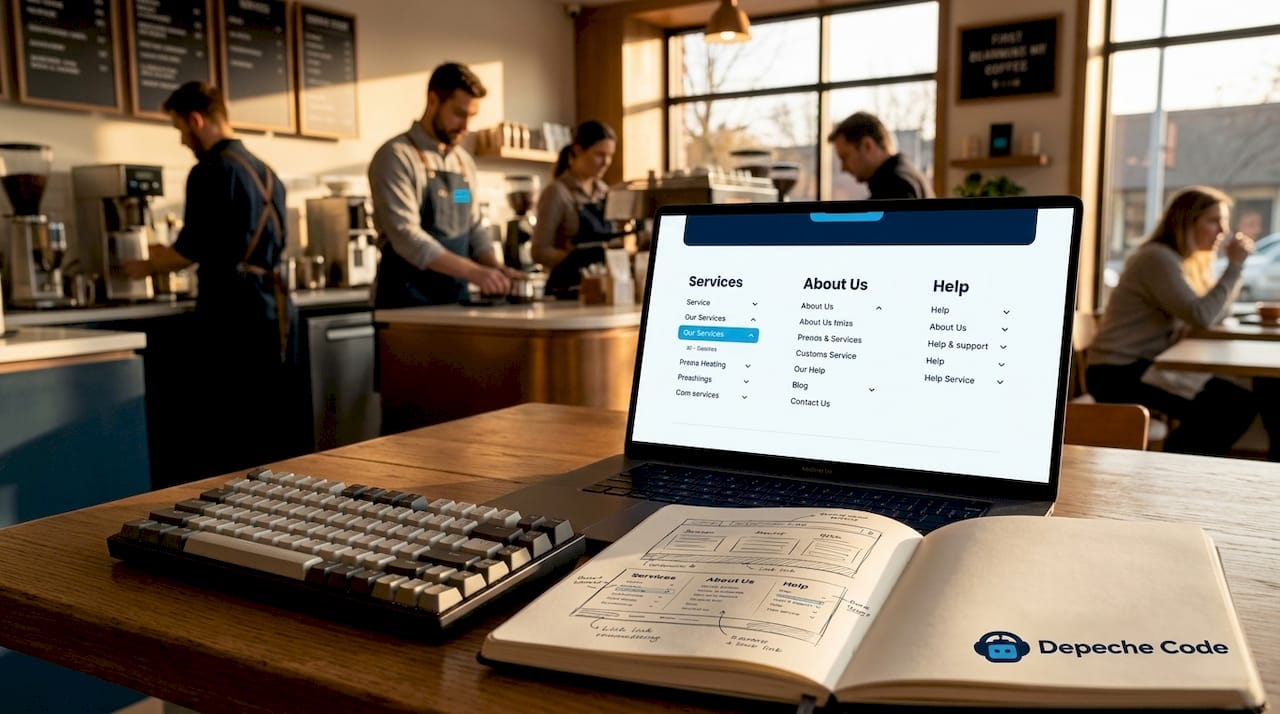 detailed website footer layout with collapsible groups on screen