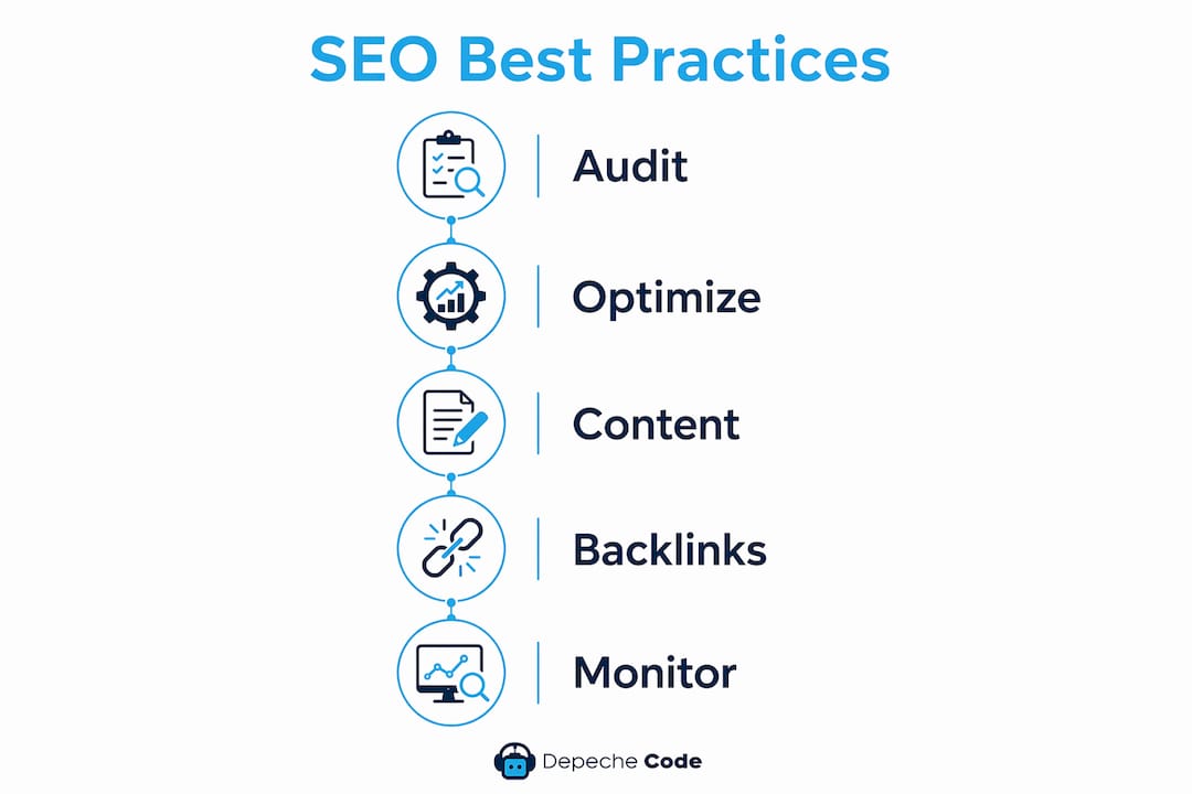 infographic illustrating seo best practices steps