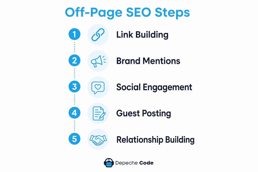 infographic showing key off-page seo steps